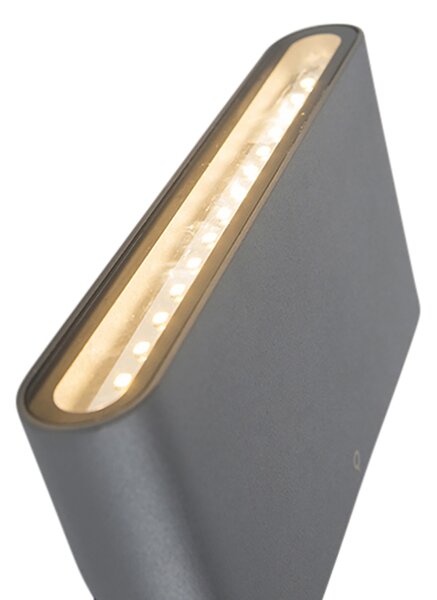 Set di 2 applique da esterno grigio scuro 17,5 cm con LED - Batt