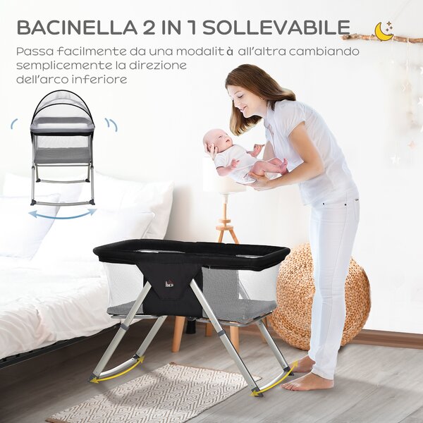 Culla Cullami CAM Antracite Con Stelline - Telaio Bronzo, 8 Altezze, Apertura Co-Sleeping | Mod. VAR.163