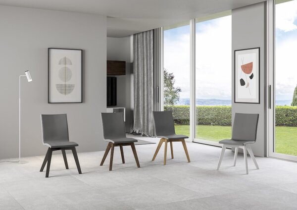 Sedia 52x52x87 cm Trudy gambe bianche in Similpelle Grigio