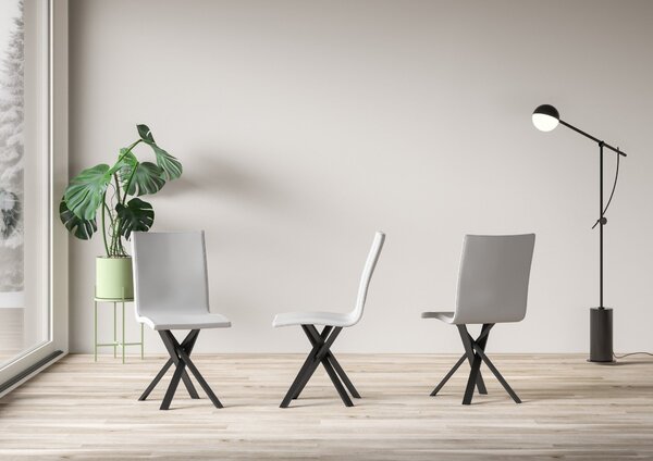 Sedia 40/44x42x86 cm Aury gambe Antracite in Similpelle Bianca