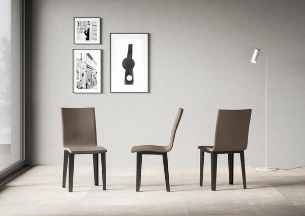 Sedia 40/44x42x86 cm Armida gambe Antracite in Similpelle Tortora