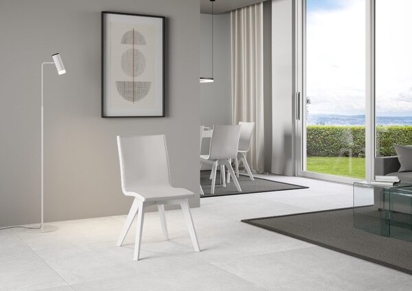 Sedia 52x52x87 cm Trudy gambe bianche in Similpelle Bianco