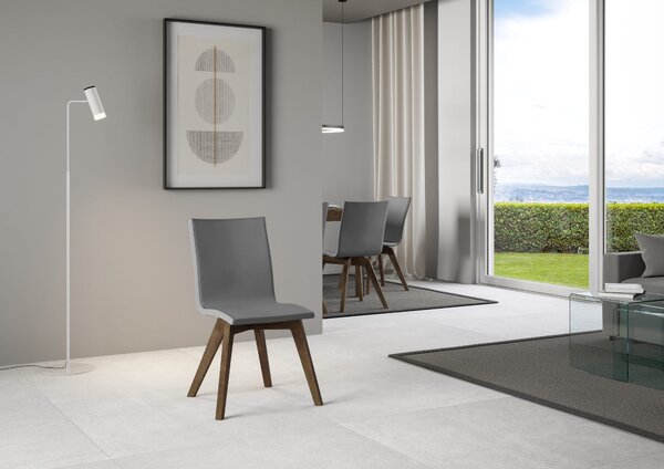 Sedia 52x52x87 cm Trudy gambe noce in Similpelle Grigio
