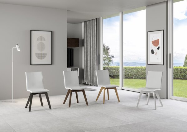 Sedia 52x52x87 cm Trudy gambe Antracite in Similpelle Bianco