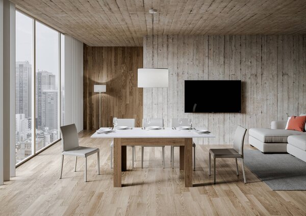 Tavolo Allungabile 120-180x90x77 cm Bibi Mix Bianco Frassino