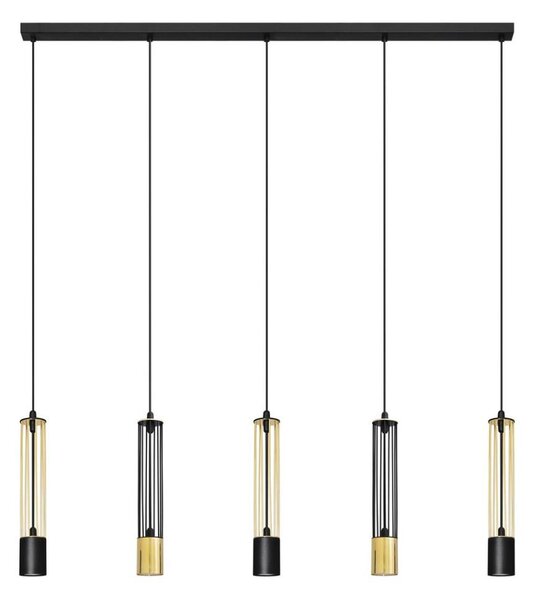 LED Lampadario su corda BARS 5xGU10/4,8W/230V nero/dorato