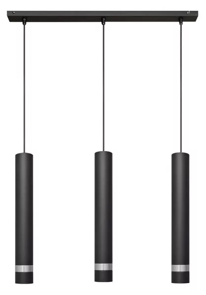 Lampadario LED a sospensione con filo TUBA 3xGU10/4,8W/230V nero/cromo