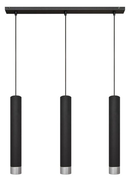 Lampadario LED a cavo TUBA 3xGU10/4,8W/230V nero/cromo lucido