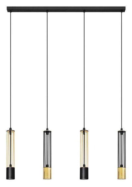 LED Lampadario su corda BARS 4xGU10/4,8W/230V nero/dorato