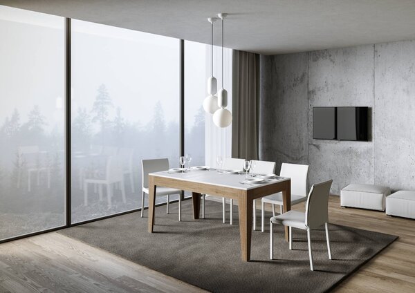 Tavolo Allungabile 160-220x90x77 cm Cico Mix Bianco Frassino
