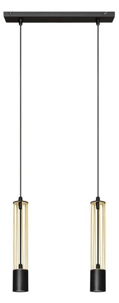 LED Lampadario su corda BARS 2xGU10/4,8W/230V nero/dorato