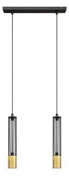 LED Lampadario su corda BARS 2xGU10/4,8W/230V nero/dorato