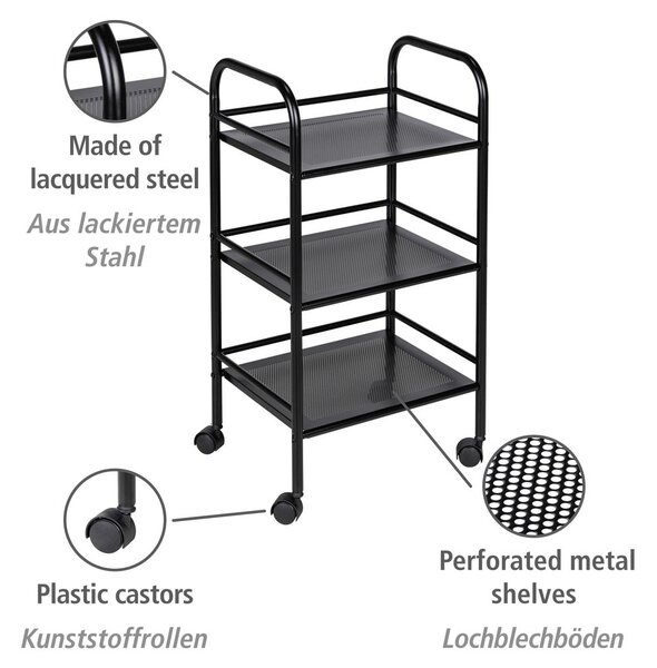 Scaffale mobile in metallo nero 41x75 cm - Wenko