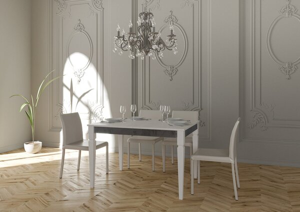 Tavolo Allungabile 120-224x90x80 cm Impero Iron Bianco Frassino