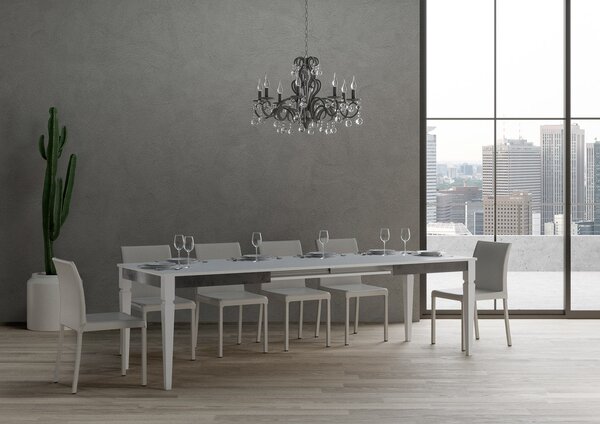 Tavolo Allungabile 160-264x90x80 cm Impero Iron Bianco Frassino