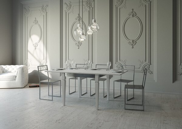 Tavolo Allungabile 90x90-180x78-80 cm Impero Librox Bianco Frassino