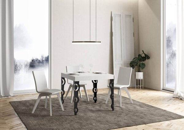 Tavolo Allungabile 90-246x90x77 cm Karamay Bianco Frassino
