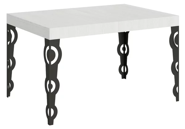 Tavolo Allungabile 140-244x90x77 cm Karamay Bianco Frassino Telaio Antracite