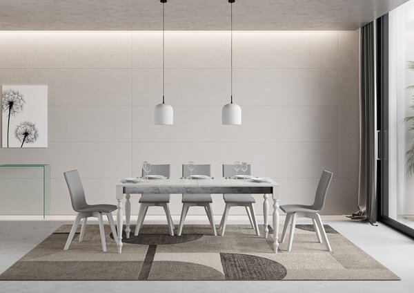 Tavolo Allungabile 160-264x90x80 cm Romagna Iron Bianco Frassino