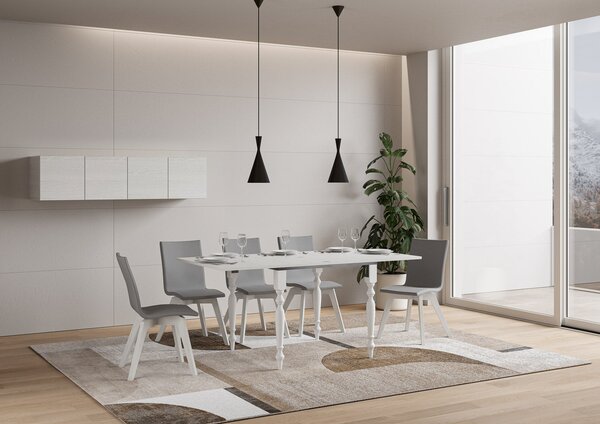 Tavolo Allungabile 90-180x90x78/80 cm Romagna Libra Bianco Frassino