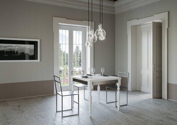 Tavolo Allungabile 90-180x90x78/80 cm Romagna Librox Bianco Frassino