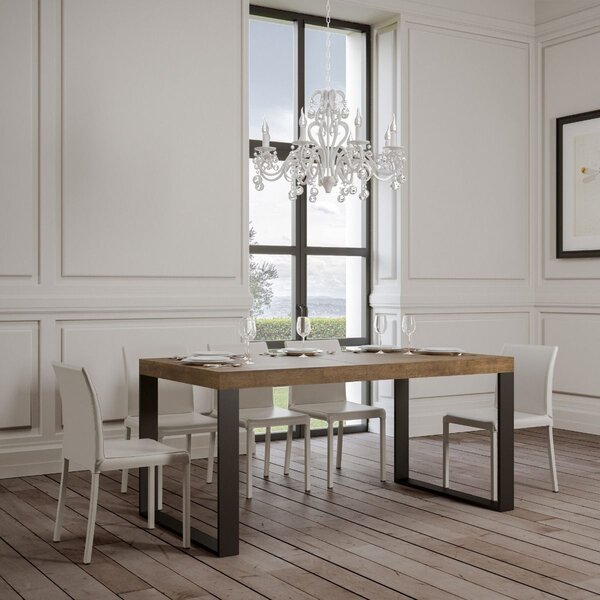 Tavolo Allungabile 120-224x90x77 cm Tecno Noce Telaio Antracite