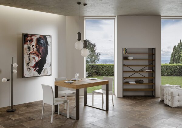 Tavolo Allungabile 120-224x90x77 cm Tecno Quercia Natura Telaio Antracite