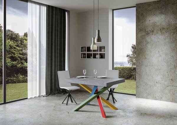 Tavolo Allungabile 120-224x90x77 cm Volantis Cemento Telaio 4B