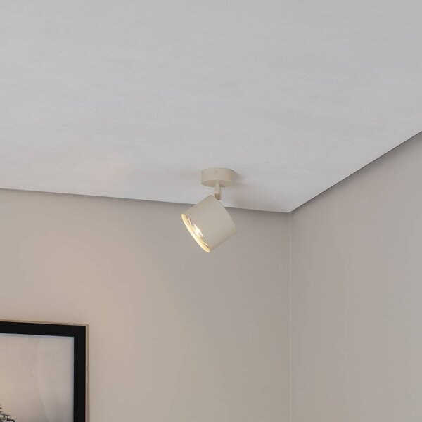 Faretto da soffitto Chloe orientabile 1 luce, beige Argon, dimmerabile, Crema / Ambra, Soggiorno / Sala da pranzo, Metallo, Moderno