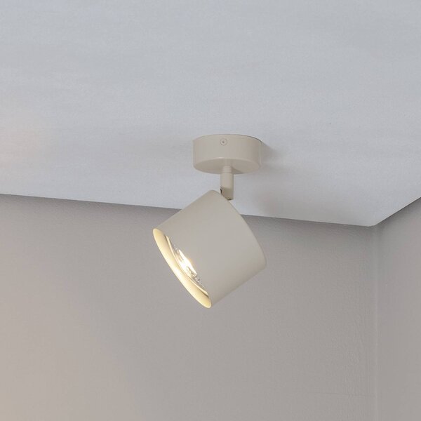 Faretto da soffitto Chloe orientabile 1 luce, beige Argon, dimmerabile, Crema / Ambra, Soggiorno / Sala da pranzo, Metallo, Moderno