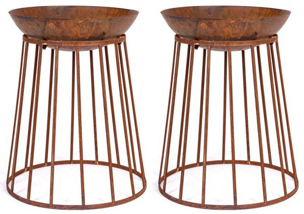 Set 2 Bracieri da Giardino Ø50x63h cm Efesto Ruggine