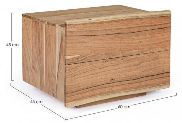 Comodino 2 Cassetti 60x45x45h cm Aron