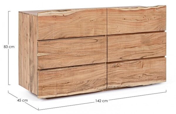 Cassettiera 6 Cassetti 142x45x83h cm Aron