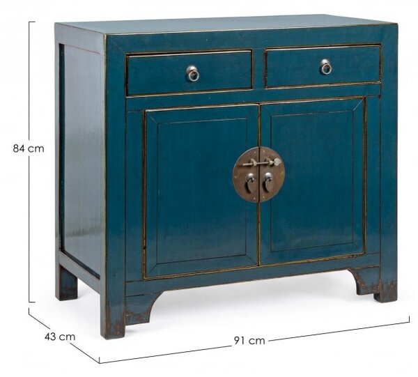 Credenza 2 Ante 2 Cassetti 91x43x84h cm Jinan Blu