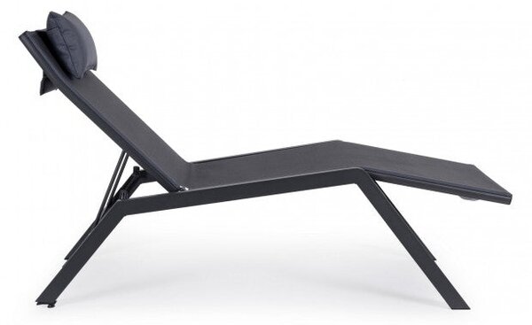 Lettino Chaise Longue da Giardino 65,5x177x105h cm con Cuscino Poggiatesta Krion Antracite
