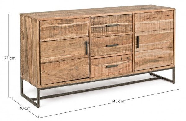 Credenza 2 Ante 3 Cassetti 145x40x77h cm Elmer S