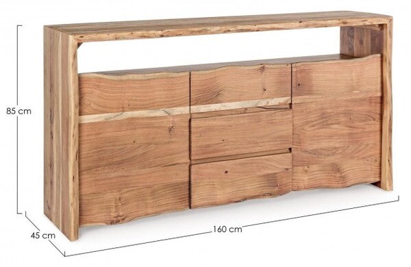 Credenza 2 Ante 3 Cassetti 160x45x85h cm Eneas