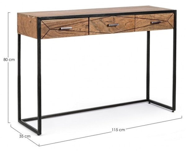 Consolle Fissa 115x35x80h cm 3 Cassetti Egon