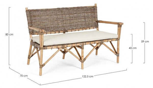 Divano 2 Posti 122,5x70x80h cm con Cuscini Tarifa