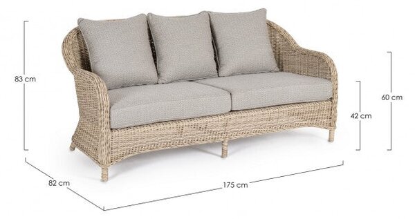 Divano 3 Posti 175x82x83h cm con Cuscini Aditya New