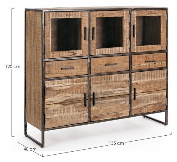 Credenza 6 Ante 3 Cassetti 135x40x120h cm Elmer