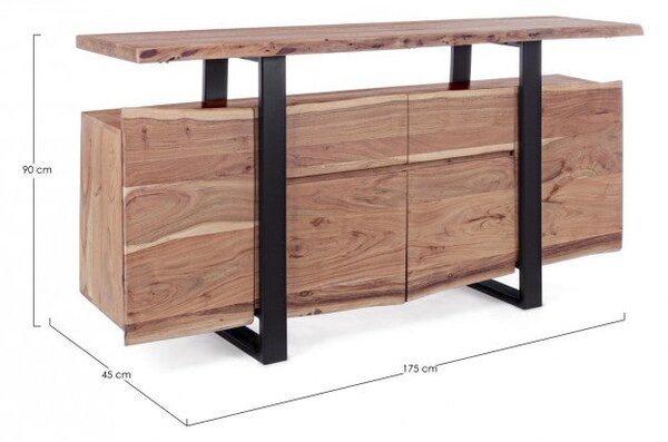 Credenza 4 Ante 2 Cassetti 175x45x90h cm Artur
