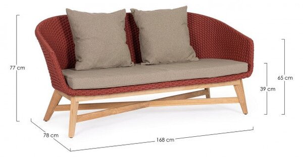 Divano 2 Posti 168x78x77h cm con Cuscini Coachella Scarlet