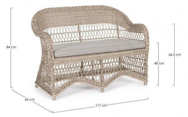 Divano 2 Posti 117x66x84h cm con Cuscini Jupiter New