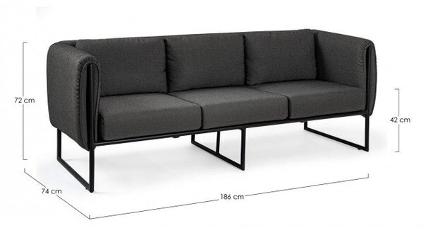 Divano 3 Posti 186x74x72h cm con Cuscini Pixel Antracite