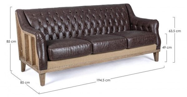 Divano 3 Posti 194,5x85x85h cm Raymond