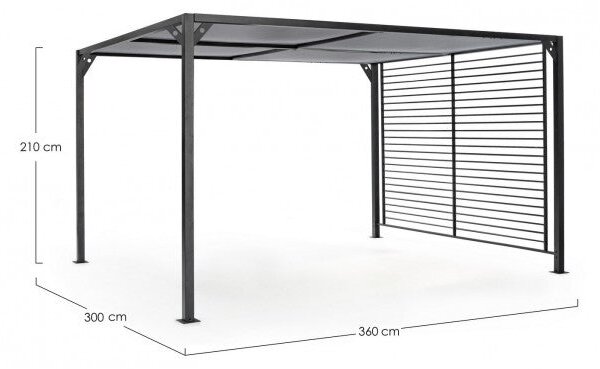 Pergola da Giardino 3x3,6xh2,1m Noah Antracite