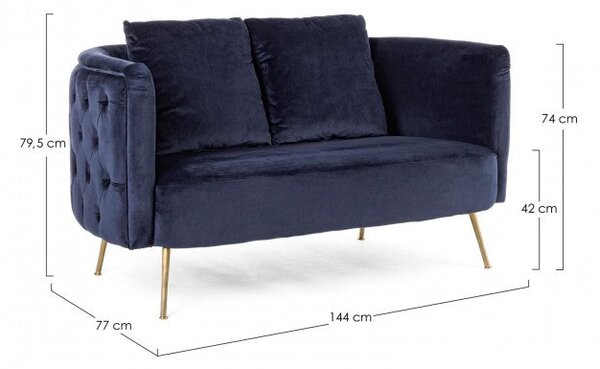 Divano 2 Posti 144x77x79,5h cm Tenbury Blu