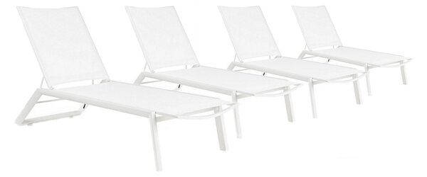 Set 4 Lettini Prendisole da Giardino 67x194x95h cm Cruise con Ruote Bianco
