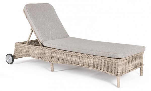 Lettino Prendisole da Giardino 66x190x97h cm con Cuscini e Ruote Jupiter New